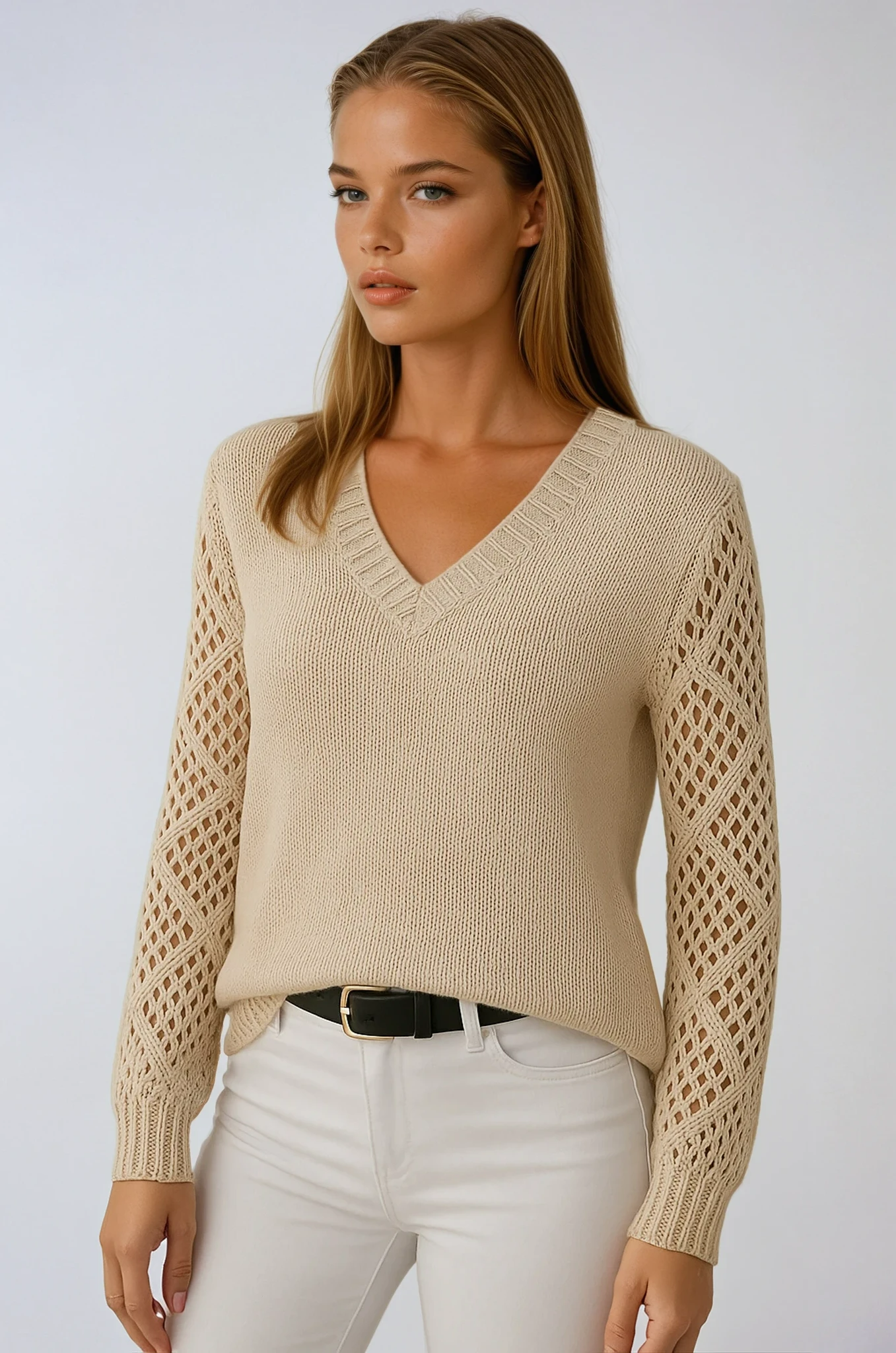 Crochet Sleeve Knit Sweater – Lorien Maison