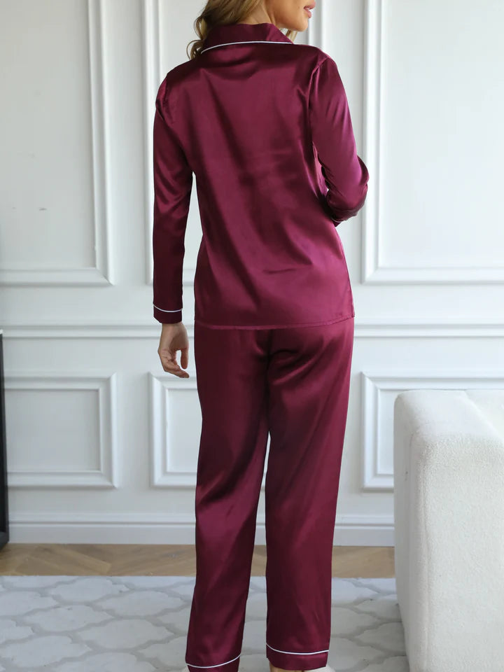 Women's Long Sleeve Satin Pajama Set