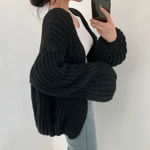 Oversized Sleeve Knit Cardigan