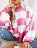 Women's Checkerboard Knitted Sweater