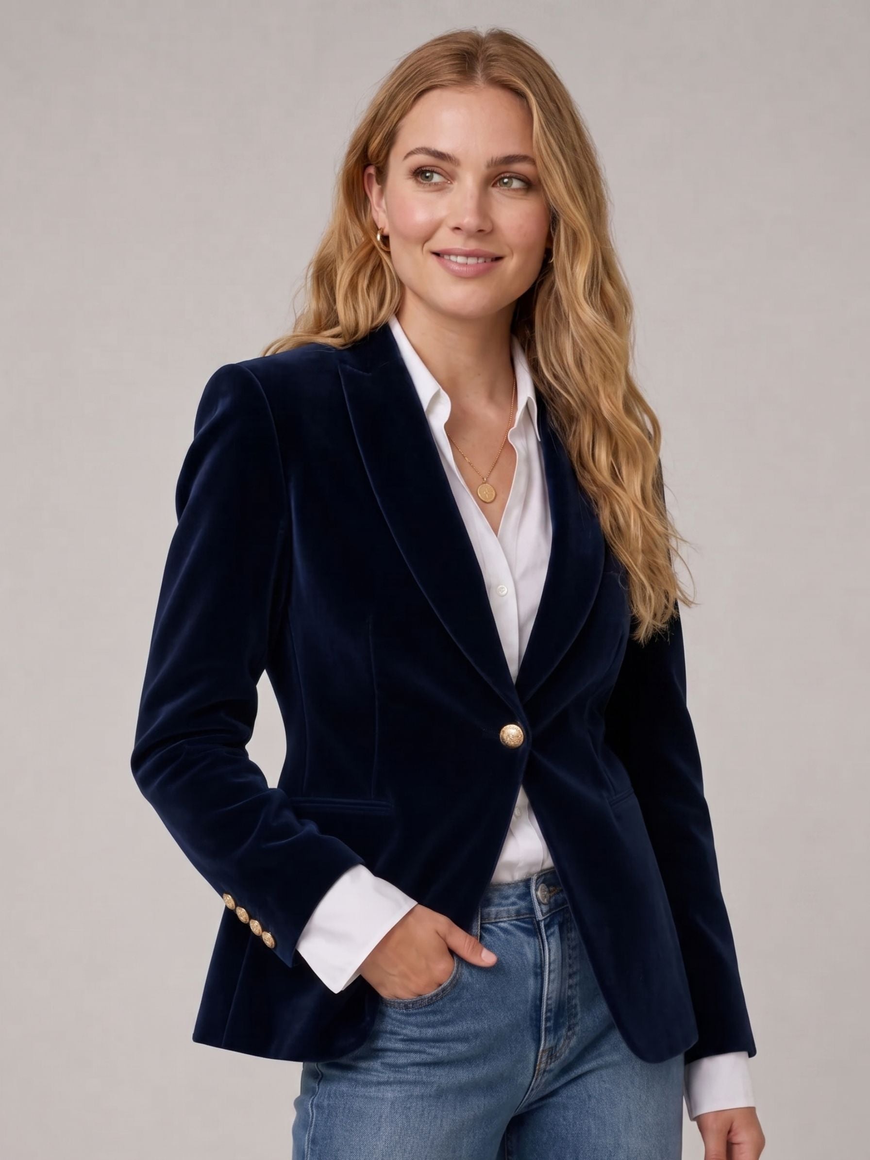 Women's Button Elegant Velvet Blazer