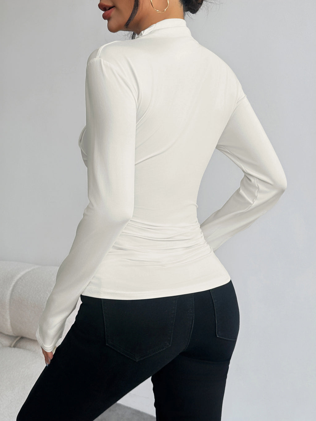 Women's Draped Crossover Long Sleeve Top