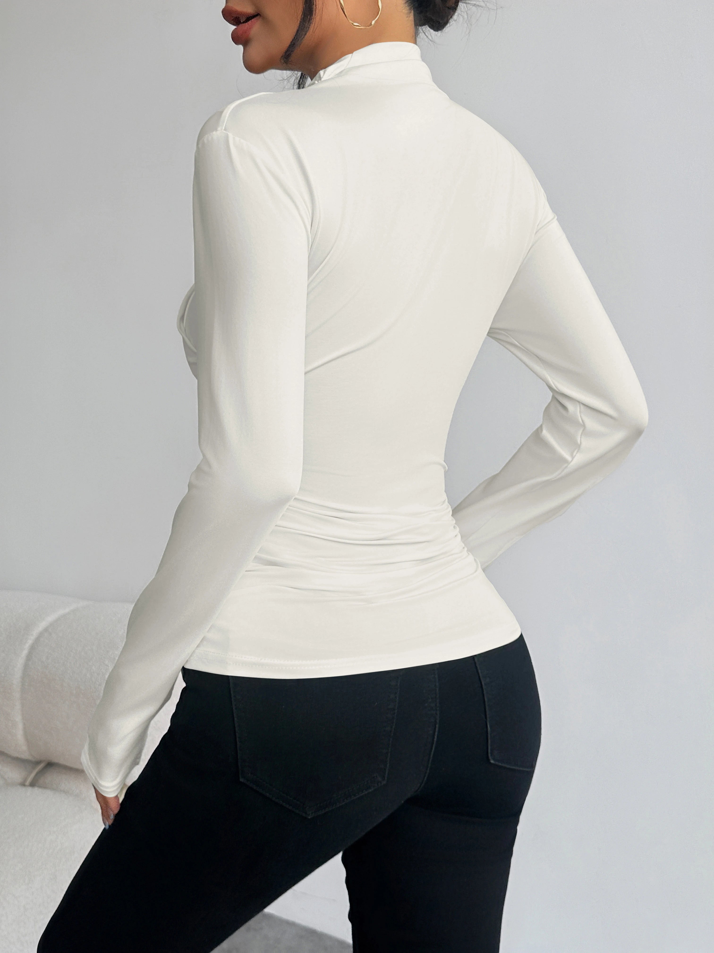 Women's Draped Crossover Long Sleeve Top