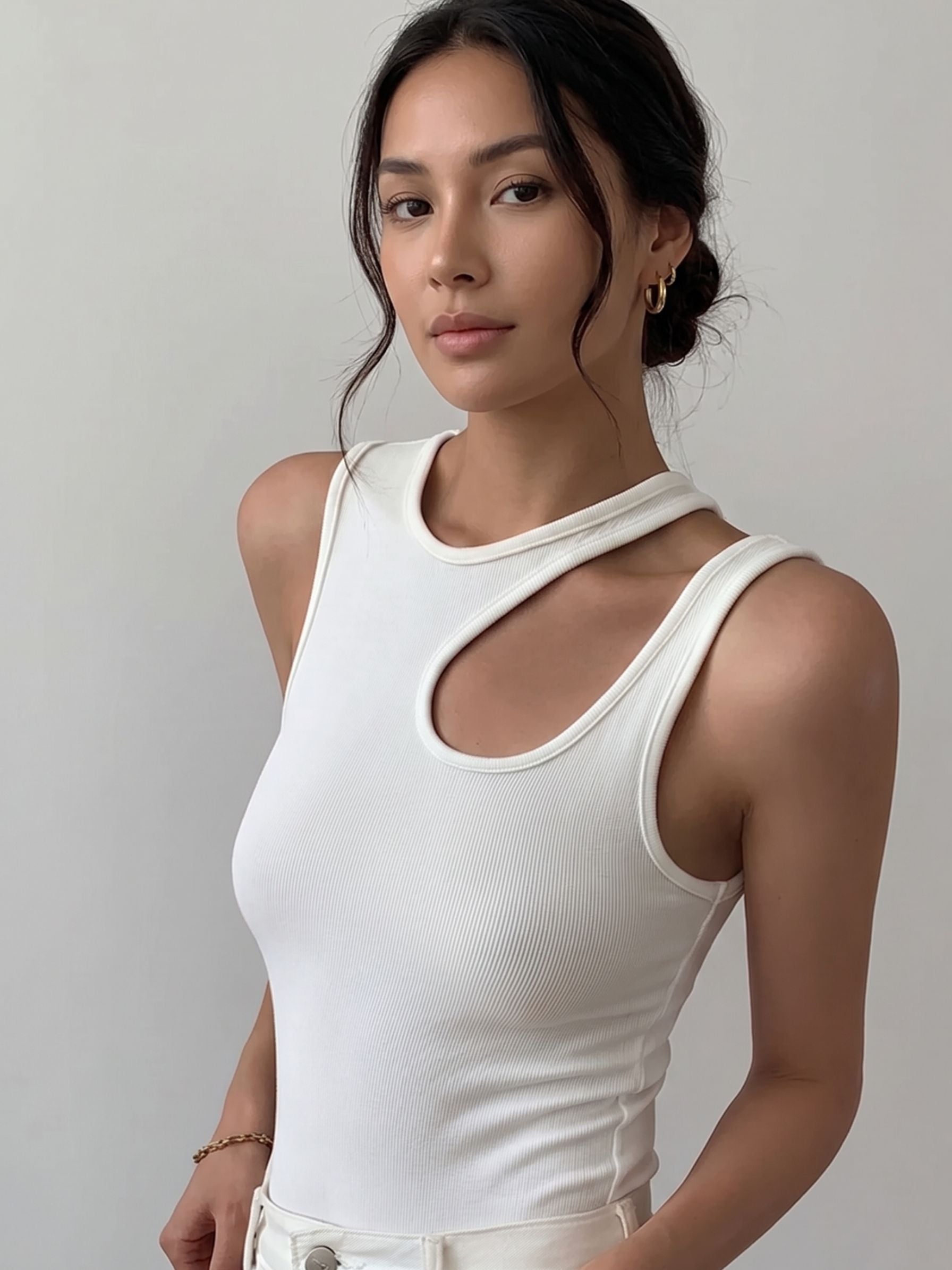 Women's Ribbed Cutout Tank Top