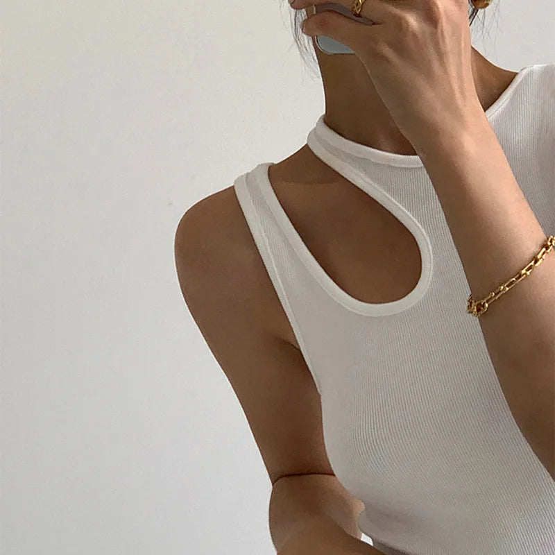 Women's Ribbed Cutout Tank Top
