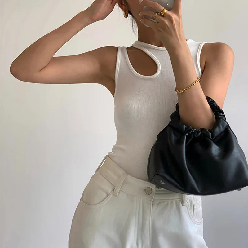Women's Ribbed Cutout Tank Top