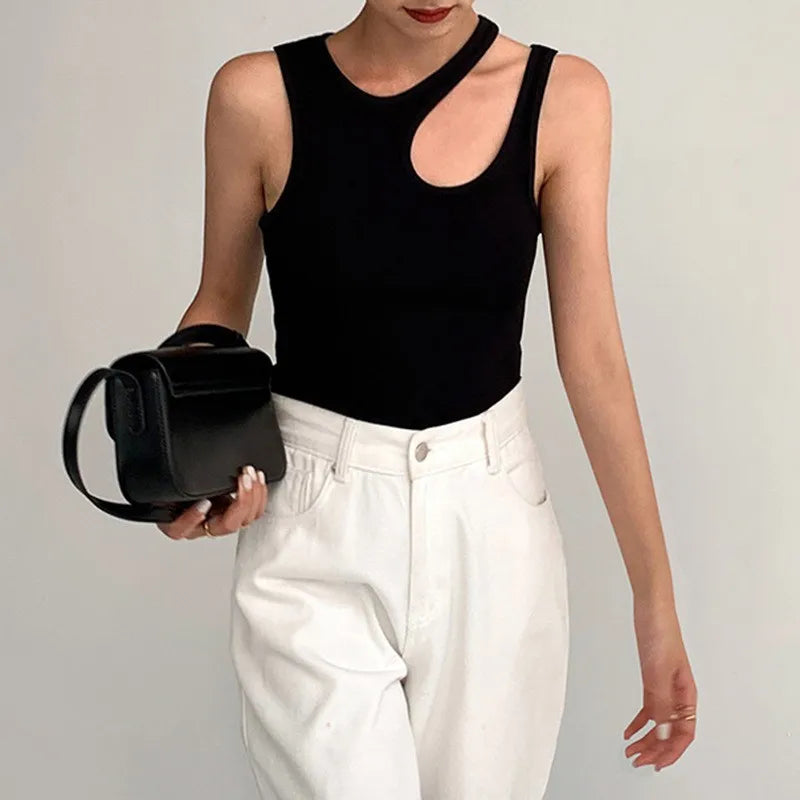 Women's Ribbed Cutout Tank Top