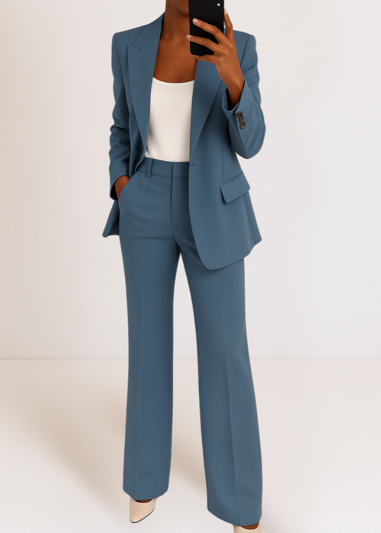 Women's Blazer and Trousers Tailored Two-Piece Pantsuit Set