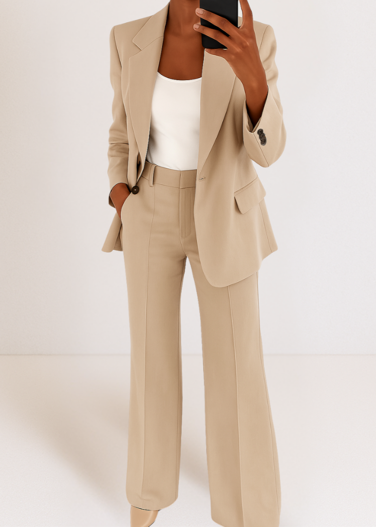 Women's Blazer and Trousers Tailored Two-Piece Pantsuit Set