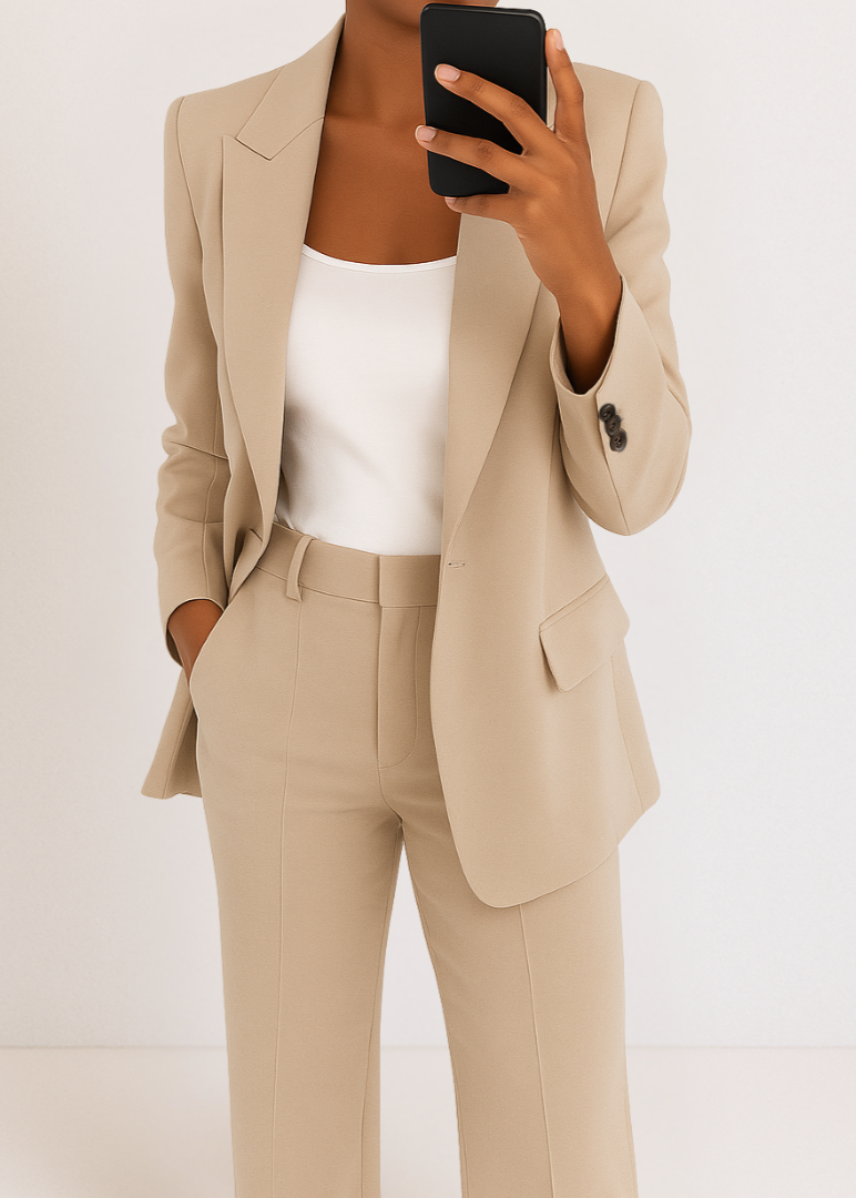 Women's Blazer and Trousers Tailored Two-Piece Pantsuit Set