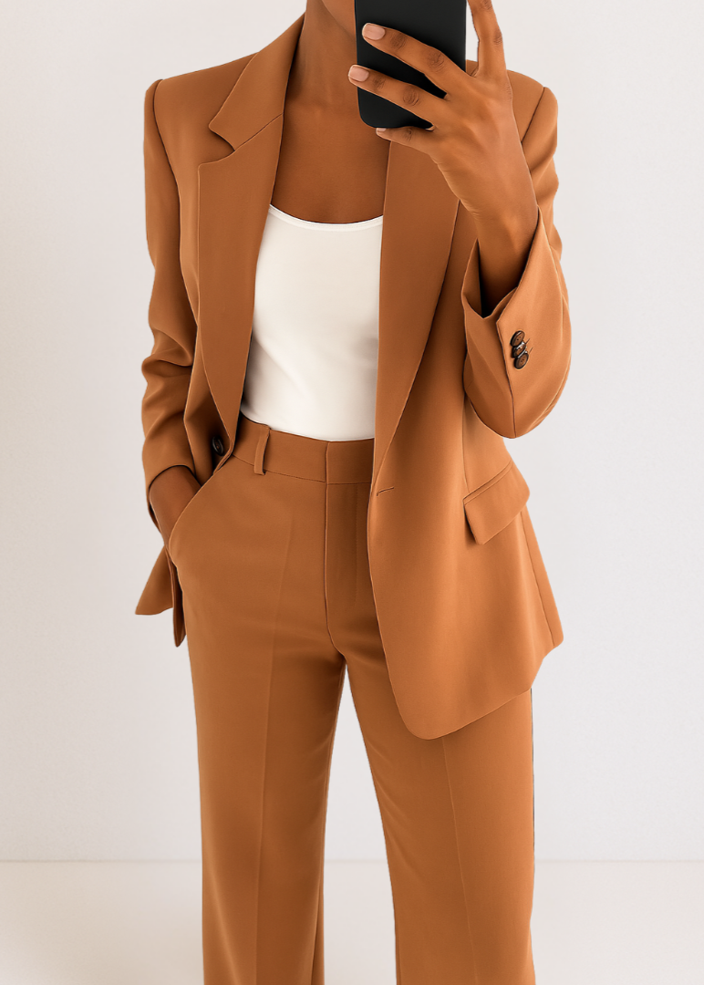 Women's Blazer and Trousers Tailored Two-Piece Pantsuit Set